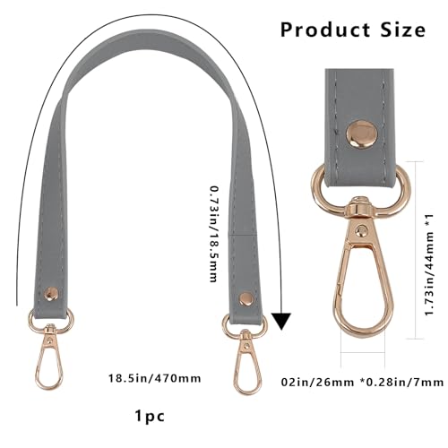 GORGECRAFT 2Pcs 47cm Leather Purse Strap Gray Short Shoulder Bag Straps Replacement Imitation Leather Bag Handles with Golden Alloy Swivel Clasps for Underarm Bag Handbag Tote Satchel Purse Making - color: Gray