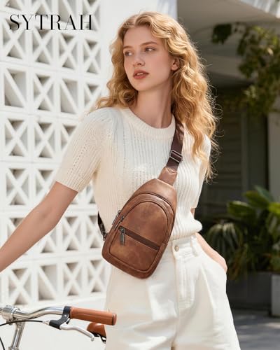 Sling Bag for Women, Crossbody Waist Pack Chest Purse Travel Brown | Crossbody Purse with Dual Zipper Main Compartment,6 Pockets & 4 Card Slots, Reversible Design, Travel & Daily Use - color: Z-mocha Brown