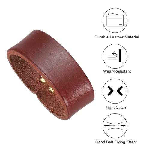 PATIKIL Leather Loop Keeper, Leather Loops Belt Keeper Loops Retainer Straps Replacement, - color: Reddish Brown, size: 1.3"/1.4"