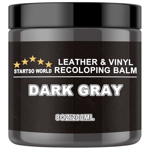 STARTSO WORLD Leather Recoloring Balm, Dark Gray Leather Repair Kit for Furniture, Leather Dye, Leather Color Restorer for Couches, Leather Couch Paint | Repair, Restore & Renew Old, Faded Leather - color: Dark Gray, size: Leather Recoloring Balm