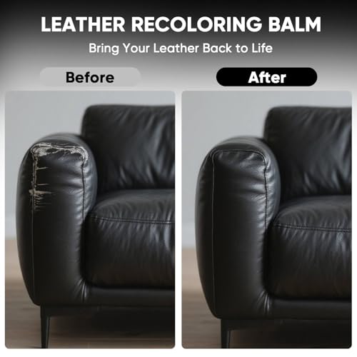 Leather Recoloring Balm - Scratch Repair & Color Restore Kit for Faded Leather, Leather Couch & Car Seats - 12OZ Leather Restorer Balm for Furniture, Auto Interior, Vinyl, Accessories (Black) - color: Black, size: 12 OZ