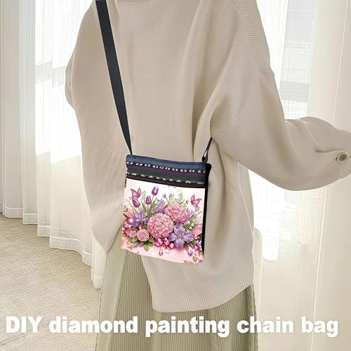 DDGYP Diamond Art Kits for Adults - DIY Diamond Painting Crossbody Bag | PU Leather Butterfly Purse, Craft Kits for Adults Women, Small Art Bag for Daily Use - color: Butterfly Flower 1