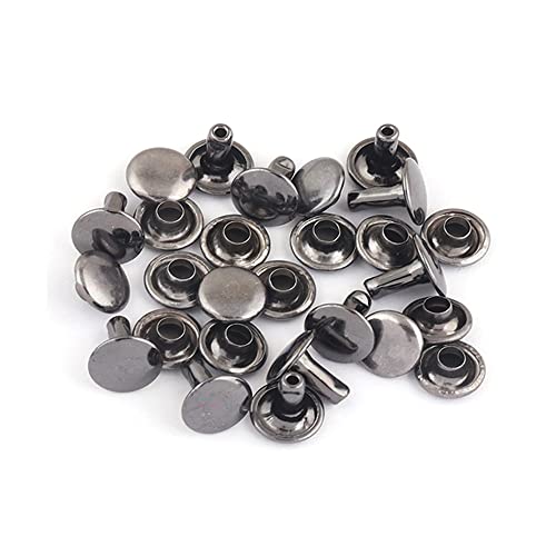YEWIN Gummetal Tubular Double Cap Rivets - 9mm Rainbow Metal Button Round Rapid Rivet,Rivet Studs for Purse Bags Handbags Shoes cap 9mm 1920-0820 1920-0820 - color: Gummetal 100 PCS