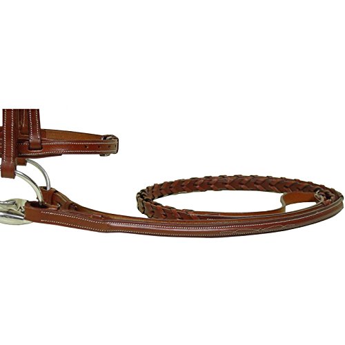 Padded Raised Fancy Stitched Leather English Schooling Bridle with Laced Reins with 1 Year Warranty - Superior Horse Comfort - color: Havana, size: Full Size