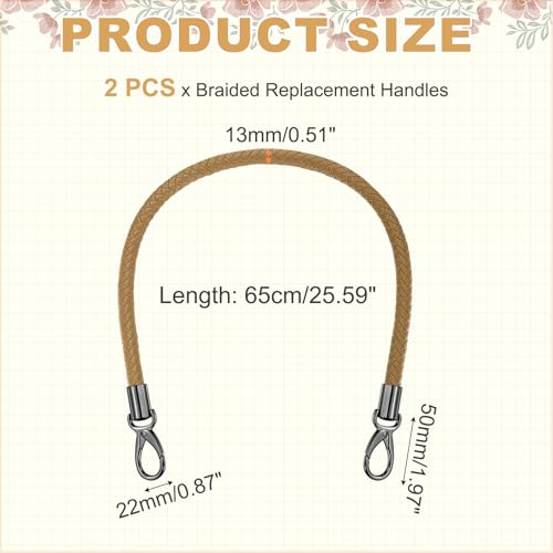 MECCANIXITY Braided Purse Strap, PU Leather Purse Strap Handle Replacement for Handbag Tote Underarm Bag Making - color: Dark Khaki