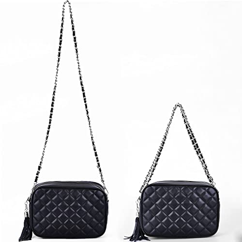 IBWell Metal Chain Strap, 51" Purse Straps Replacement, DIY Purse Chain Accessories - color: Black-silver Metal