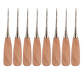 Leather Sewing awl, 8pcs Wooden Handle drillable Stitching awl, with ergonomically Designed Handle, for Punching scribing and Marking on Leather Cloth Wood Plastic