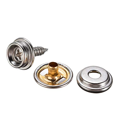 PZRT 10 Sets Canvas Snap Kit Fastener Screw Snaps Consists of Buttons Sockets and Screw Studs for Leather Jackets Handbags - color: silver