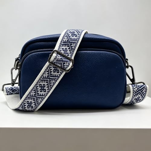 Purse Strap Bag Straps 1.5" Wide Adjustable Replacement Long Crossbody for Thick Shoulder Bags Canvas Handbags - color: Gunmetal Hardware-1202-blue