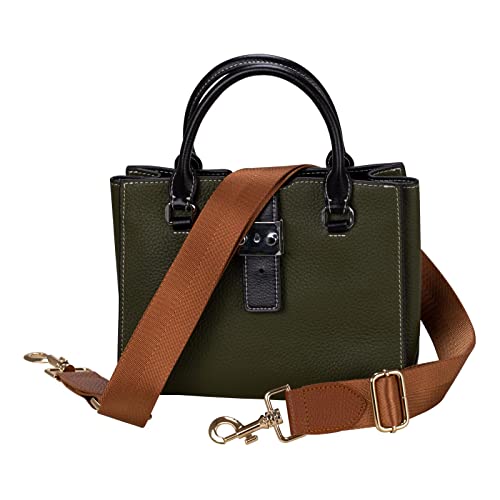 Allzedream Wide Purse Strap Replacement Crossbody Shoulder Bag Adjustable Leather Ends - color: Brown Gold Leather