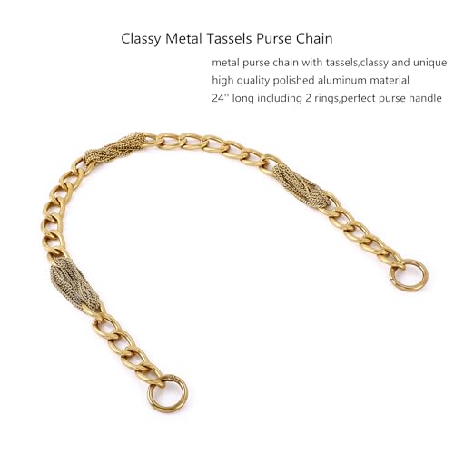 Yichain Classy Metal Tassels Bag Chains Purse Handles Shoulder Strap Replacement Charms Accessories (Antique Gold Small 24'') - color: Antique Gold Small 24''