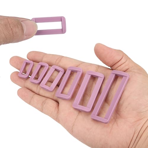 uxcell 16Pcs Plastic Rectangle Ring, Rectangle Slide Buckle, Webbing Belt Buckle Slide Loop for DIY Backpack Purse Strap - color: Light Purple, size: 1 1/2"