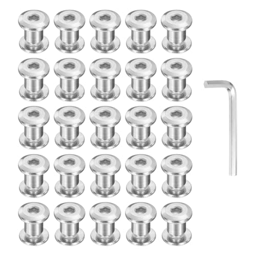 PATIKIL M6x6mm Hex Chicago Screws 8x8mm, 20Pcs 304 Stainless Steel Metric Hex Drive Socket Cap Binding Post Screw Posts for Scrapbook Leather Belt Album Furniture Repair, Silver - size: M6x6mm, 8x8mm