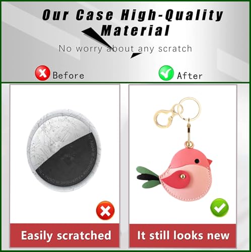 BORKUANA PU Leather Keychain holder Protective Case Compatible with AirTag - color: Bird D