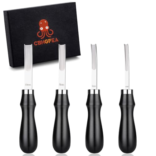 CBHGFEA 4 Size Leather Edge Skiving Bevelers Tool Set (4mm 6mm 8mm 10mm)