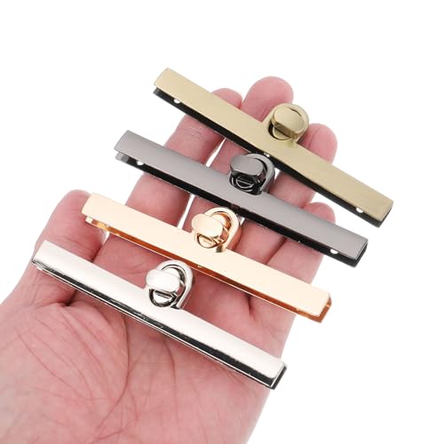 uxcell 2Set Turn Lock Clasp, Press Lock Clasp Closure Twist Turn Locks Hardware Buckle Fasteners for Purse Leather Bag Handbag Making Accessories (97x10mm, Silver) - color: Silver