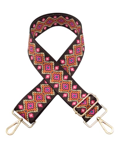 Embroidered Purse Straps Replacement Crossbody Wide Adjustable Bag Straps | Thick Purse Strap for Crossbody Bags,Extra Long Strap,Cross Body Straps for Handbags,Bag Straps for Tote Bags,Shoulder Straps - color: Rose Red