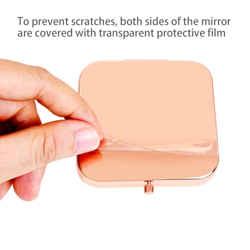 Small Compact Mirror, Rosegold Square 2.8”×2.8” Metal Frame Smooth Style Double Sided Mini Magnifying 1X/2X Mirror for Purse Can be Used as Gifts for Woman (RGFd01) - color: Rgfriend01