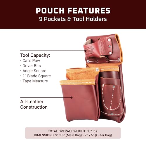 Occidental Leather 2 Pouch Pro Fastener Bag - Left Hand - 9 Pockets & Tool Holders - Made in USA - size: Left Hand