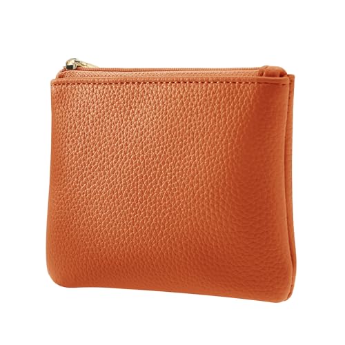 Chelmon PU Leather Coin Purse Pouch Change Holder Small With Zipper for Men Women 2 PCS Set (Black&Brown) - color: Black&Brown