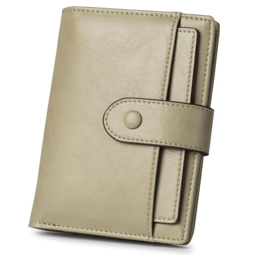 Alldaily Small Slim RFID Blocking Leather Wallet for Women, Bifold with 10 Card Slots and Coin Pocket (Sage Green) - color: Sage Green