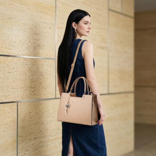 ALARION Purses and Handbags for Women Satchel Purse,PU Leather Tote Bag Crossbody Top Handle Bags with Zipper - color: Gm Khaki