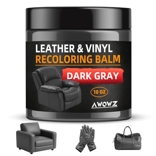 Leather Recoloring Balm - Scratch Repair & Color Restore Kit for Faded Leather, Leather Couch & Car Seats - 10OZ Leather Restorer Balm for Furniture, Auto Interior, Vinyl, Accessories (Dark Gray) - color: Dark Gray, size: 10 OZ