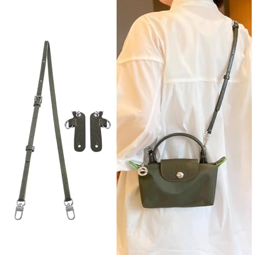 Purse Straps Replacement, Leather Handbag Crossbody Shoulder Strap Kit Adjustable for Mini Longcamp Tote Bag Women - color: Green