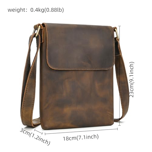 Leather Small Messenger Shoulder Bag for Men - color: 316 Brown