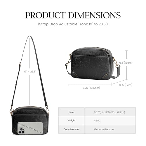 befen Anti-theft Crossbody Bag for Women Genuine Leather, Small Cross Body Shoulder Handbags with RFID Card Slots - color: Z#black