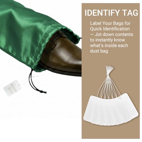 Q&J Fabric Co. 6 Pack Satin Dust Bag 17.7x7.9 inch Forest Green 100% Polyester Silk Bag Purse Dust Bag Shoe Bags for Closet Purse Protector Bag Dust Covers for Purses - color: Forest Green, size: 17.7"x7.9"