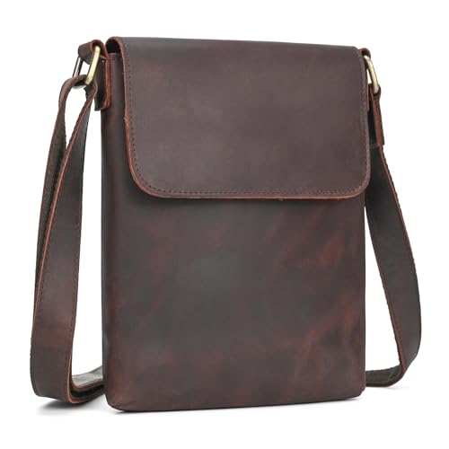Leather Small Messenger Shoulder Bag for Men - color: 316 Coffee