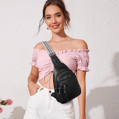 cakang Womens Sling Bag Crossbody Bags for Women Vegan Leather Sling Backpack Daypack Fanny Pack Crossbody Purse Travel - color: 3-black