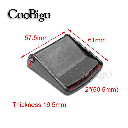 CooBigo 5pcs Webbing Cam Buckles Plastic Black Toggle Clip Backpack Straps - color: 2 Inch