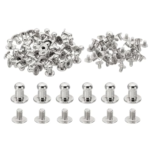 PATIKIL 5mm Leather Rivets, 100 Sets Round Button Head Studs Metal Screw Studs Posts Chicago Screws Rivet for Clothing Leather Crafts Shoes Punk, 5x8x8.5mm,Silver Tone - color: Silver, size: 5mm