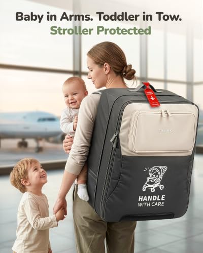 YOREPEK Expandable Padded Stroller Travel Bag for Airplane with Pocket | Fits Compact Fold Strollers, for Nuna Trvl, UPPAbaby Minu, Graco Ready2Jet, Backpack Style with Tracker Pocket for AirTag - color: Grey