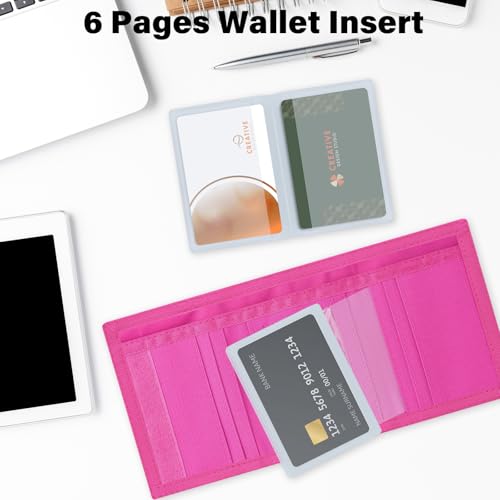 Men’s Nylon Trifold Wallet with 6 Page Wallet Insert, Ultra Thin and Security Wallet with ID Window for Card Cash Holder, Modern Fashion Purse Gifts for Teen Boys Men Women -Rose - color: 24017 Rose