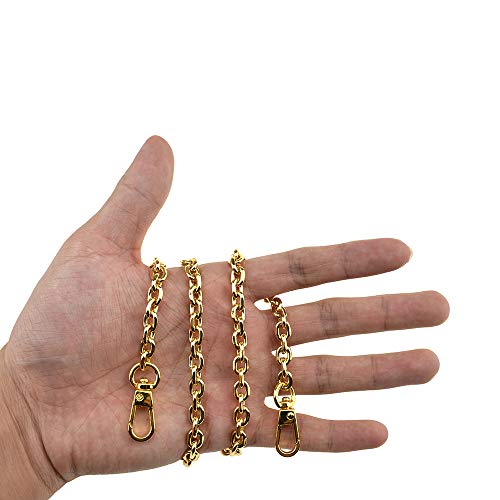 HAHIYO Mini Pochette Purse Chain Strap Thin Wide 6mm for LV Length 23.6 inches Thick 2mm Shiny Yellow Gold for Shoulder Cross Body Sling Handbag Wallet Clutch Comfortable Flat Metal Strap 1 Pack - size: YellowGold 23.6 Inches Length