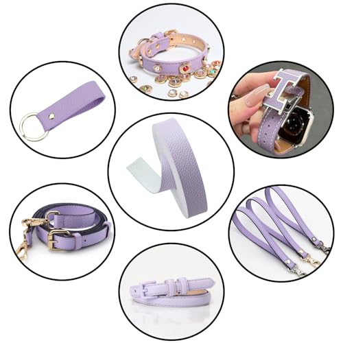 picheng Faux Leather Strap 1 Inches Wide Lychee Texture Leather Straps for Crafts, 200 Inches Long Faux Leather Strips - color: Light Purple