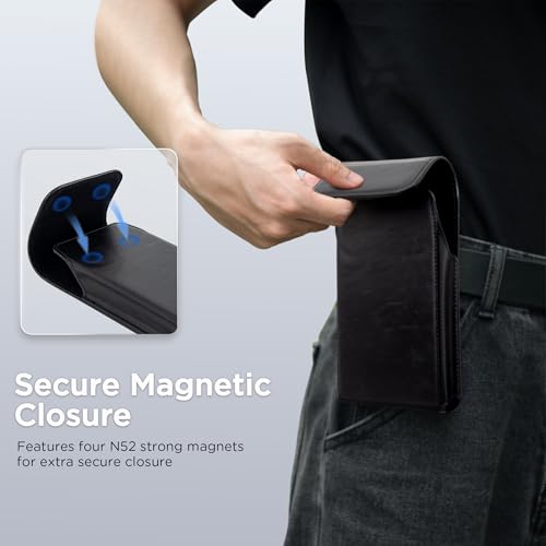 Holster for iPhone 17 Pro Max 16 Pro Max 15 Pro Max 14 Pro Max 13 Pro Max 16 Plus 15 Plus 14 Plus, Premium Leather Pouch with Belt Clip Phone Holster Belt Case, Black -L - color: Black, size: Large
