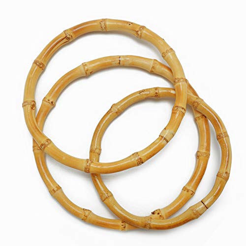 Miuco 4 PCS Round Bamboo Bag Handles Handmade Handbag Purse Making Handle Replacement for Handcrafted DIY Bags Accessories,5.12inch - size: Small