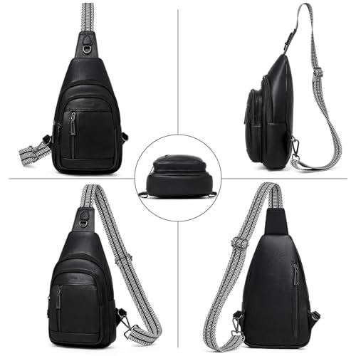 cakang Womens Sling Bag Crossbody Bags for Women Vegan Leather Sling Backpack Daypack Fanny Pack Crossbody Purse Travel - color: 2-black