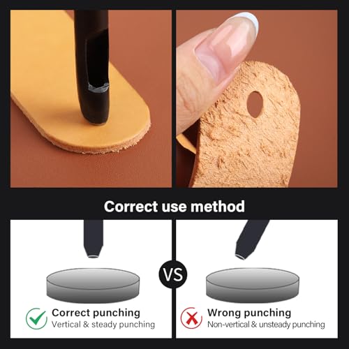 WUTA Oval Leather Hole Punch Set,Carbon Steel Belt Hole Puncher for Leather, Hand Punching Tool for Leathercraft Working (3 * 5mm,1pc) - size: 3×5mm (1 pc)