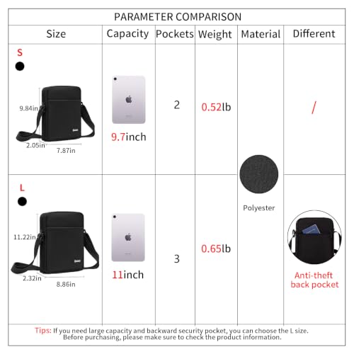 OSOCE Messenger Bag Crossbody Shoulder Bag for Men | Multi-Pocket, Adjustable Shoulder Strap, Lightweight, Suitable for Travel Hiking Commuting Outdoor - size: Small