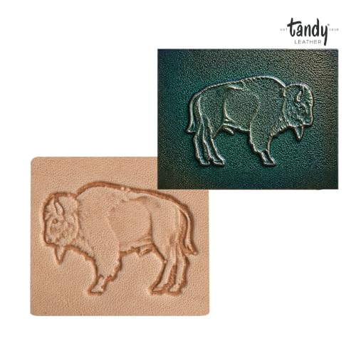 Tandy Leather Craftool Buffalo 3D Stamp - Buffalo Leather Stamp Tool for Western Tooling, Leathercraft, and Custom Handmade Designs - Leather Stamp for Wallets, Belts, Bags, Keychains