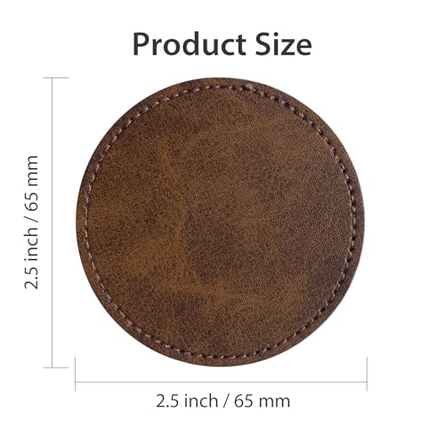 Blank Leather Hat Patches for Laser Engraving(Ø2.5 Inch),Round/Circle Leatherette Patches Iron-on with Heat Press Adhesive Backing (Pack of 30)-Rustic Dark Brown - color: Dark Brown, size: Round