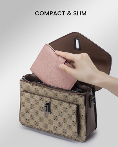 Karmiir RFID Passport Holder Travel Wallet for Women, Leather Passport Cover Wallet with Card Holders SIM Slots,Zippered Coins Pocket and Cash Slot Slim Compact Travel Wallet (Pink) - color: Nude Pink