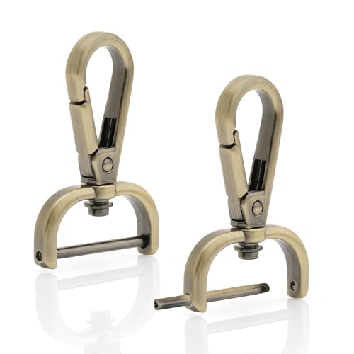 CRAFTMEMORE 2pcs Detachable Snap Hook Swivel Clasp w/Screw Bar VT493 Bag Strap Hardware Replacement (3/4 Inch, Brushed Brass) - color: Brushed Brass, size: 3/4 inch