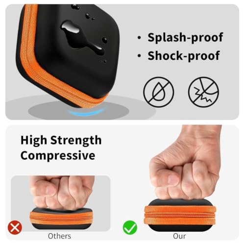1 Pack Square Earbud Case Storage Bag with Carabiner, Orange | Portable EVA Carrying Case, For Wired/Wireless Headphones, SD Card Storage, Camera Chip - color: C31-square orange