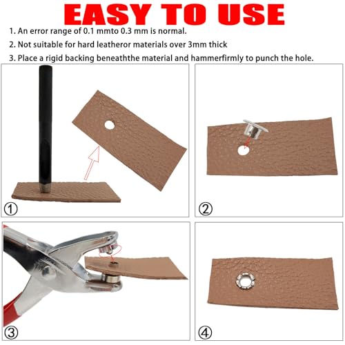 Grommet Tool Kit with 605 Pieces, 1/2 Inch Eyelets and Washers in Gold, Silver, Black,Two Set of Installation Tools, Installation Pliers, Hole Punch, Punched Pad for Leather, Belt, Shoes, Crafts - color: 1/2inch & 605pcs